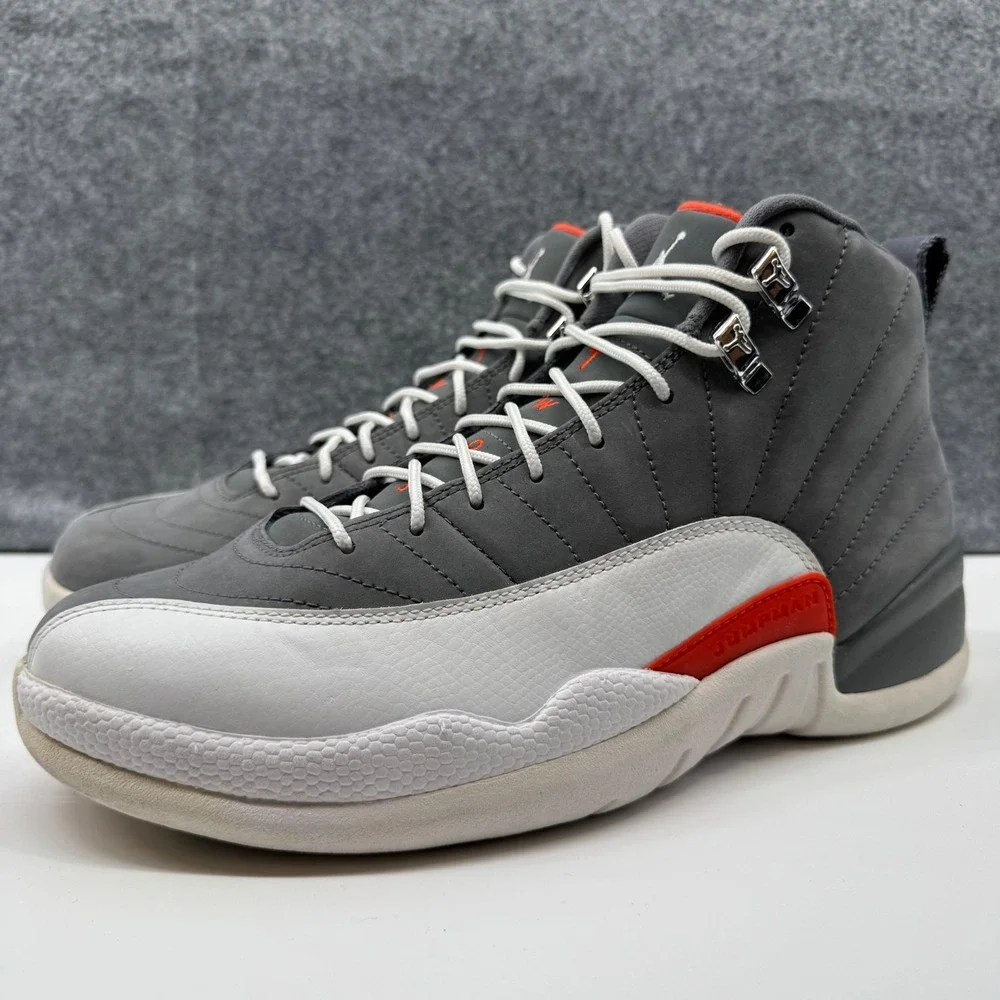 Jordan 12 Retro Cool Grey Mens Size 8.5 Grey Orange White 130690-012